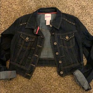 Cropped Studded Denim Jacket